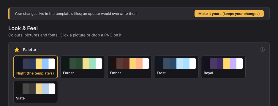 Hub: Look & Feel, the palettes
